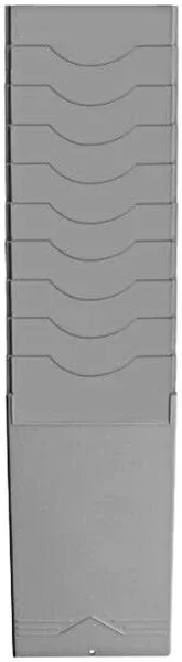 Pyramid Technologies Plastic Light Gray Time Card Rack, 10 Pockets