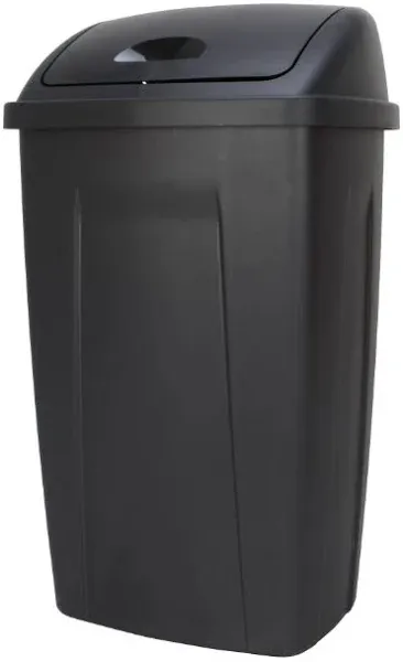 13 Gallon Trash Can, Plastic Swing Top Kitchen Trash Can, Gray