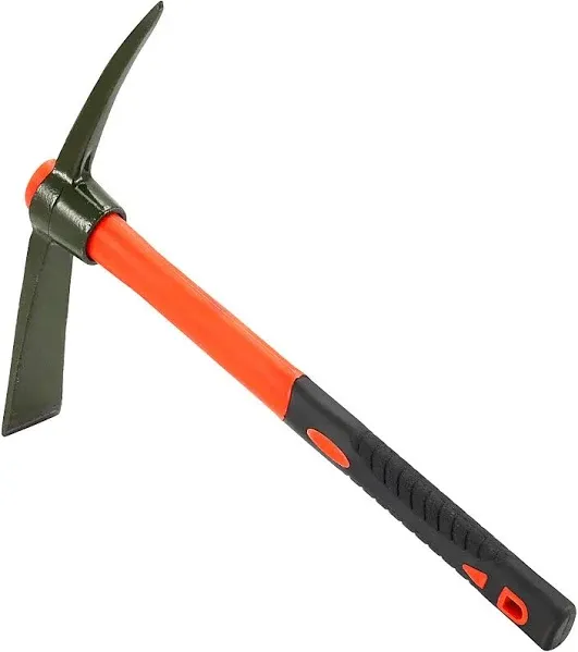 15 Inch Pick Mattock Hoe, 1.5Lbs Forged Adze Pick with Fiberglass Handle, Weedin