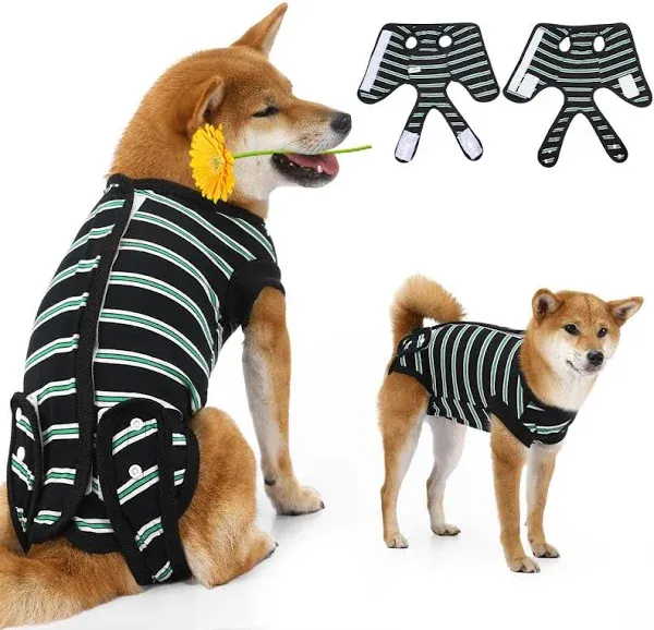 Dog Surgery Recovery Suit, Dog Surgery Suit Dog Onesie for Surgery, Dog Bodysuit for Female Male Puppies,Dog Cone Alternative for Abdominal Wounds Skin Diseases After Surgery, L Black