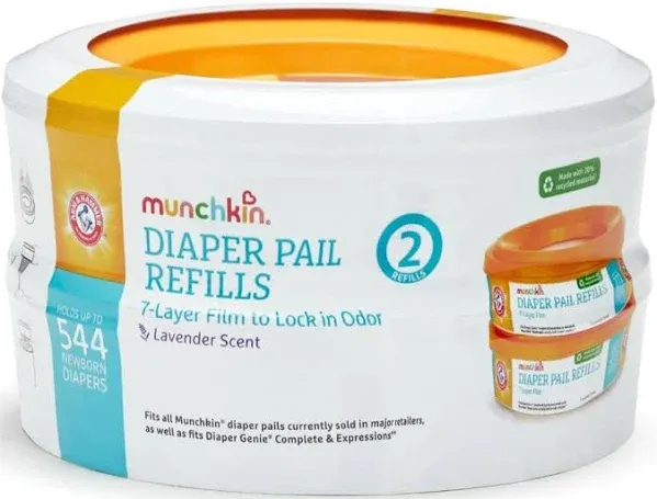 Munchkin® Refill Set for STEP™ and PAIL™ Diaper Pails - Includes 8 Arm & Hammer Diaper Pail Refill Rings and 3 PUCK™ Baking Soda Cartridges