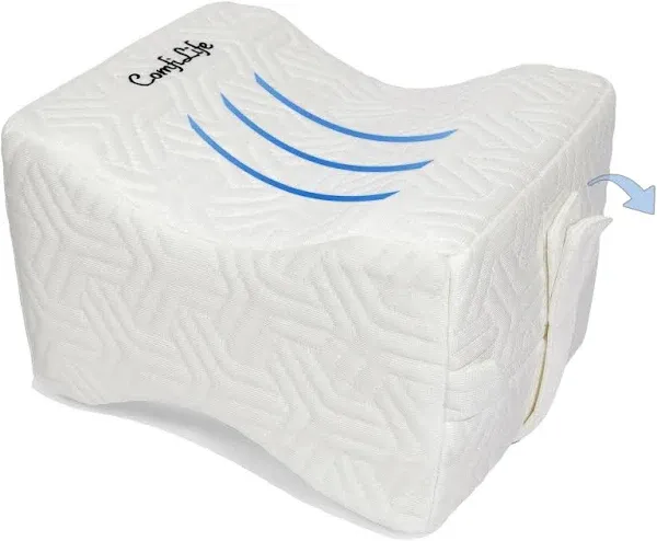 ComfiLife Knee Pillow for Side Sleepers - Firm Support Cooling Memory Foam Leg Pillow for Sleeping - Sciatica Pain Relief, Knee & Back Relief - Water Resistant Between Legs Pillow - Ergonomic Contour