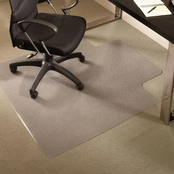 ES Robbins Chair Mat -Medium Pile Carpet 45&#034; x 53&#034; W/ Lip EverLife PVC Clear