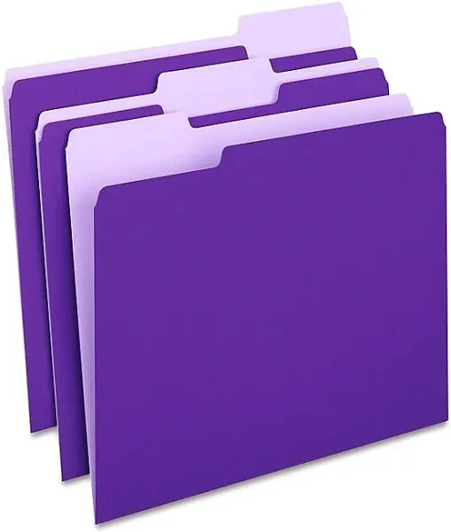 MyOfficeInnova<wbr/>tions Colored Top-Tab File Folders 3 Tab Purple Letter Size