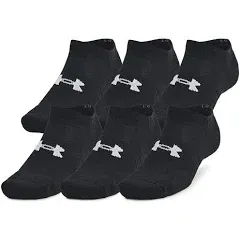 Unisex Training Cotton 6-Pack No Show Socks - Black, MD, Under Armour