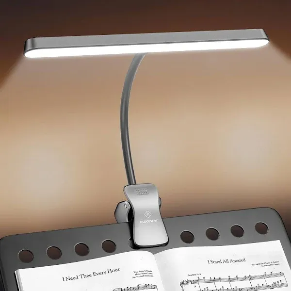 Glocusent 57 LED Super Bright Music Stand Light, Eye Caring Clip-on Piano Light, 3 Color & 5 Brightness, USB-C Rechargeable, Long Lasting up to 140 Hrs, Perfect for The Piano, Sheet Music, Guitar