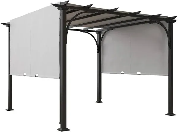 Outsunny 10' x 10' Outdoor Pergola Patio Gazebo Retractable Canopy Sun