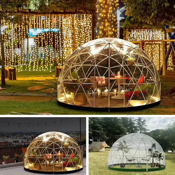 Garden Dome Igloo, 9.5*5.7FT PVC Dome Tents with Transparen Cover, Weatherproof Greenhouse Garden Bubble Tent, Igloo Dome House Suitable for Patio and Dining Places