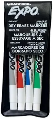 Expo 86674K Low-Odor Dry Erase Markers, Fine Point, 4-Count, Assorted