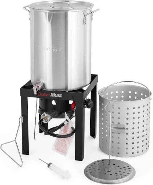 Outer Must 30 QT. Turkey Fryer Set with Basket and Burner Kit