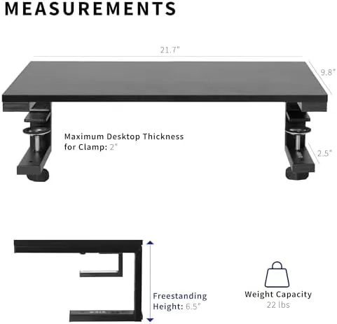 Clamp-on 22 inch Desk Extension Shelf for Gaming PC, Ergonomic Computer Monit...