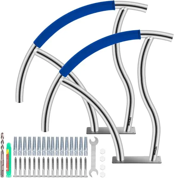VEVOR 2x 30&#034;x30&#034; Inground Swimming Pool Handrail Stainless Steel Pool Grab Rails