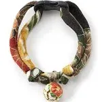 Necoichi Chirimen Plum Blossom Cat Collar (Green)