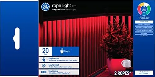 GE Rope Light Soft White 6W LED Outdoor Rated 10ft Plug-In Light Fixture