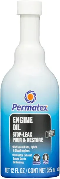 Permatex 30302 Engine Oil - Stop Leak, 12 fl oz, Effectively Stops and Prevents Oil Leaks and Burning Without Needing to Dismantle