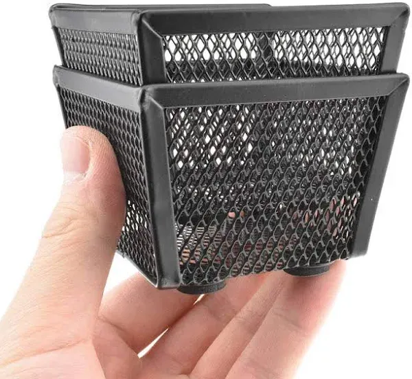 HAHIYO Stackable Paper Clip Mesh Holder cup 2.2" Height 2 Pack Black Sturdy PaperClip Holder Container for Desk Drawer Organizer Collection for Home Office School Soft Foam Feet No Sharp Edges