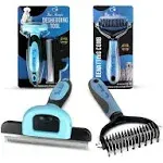 Large Deshedding Tool &amp; Dematting Comb – Grooming Brushes for Dogs, Cats, 