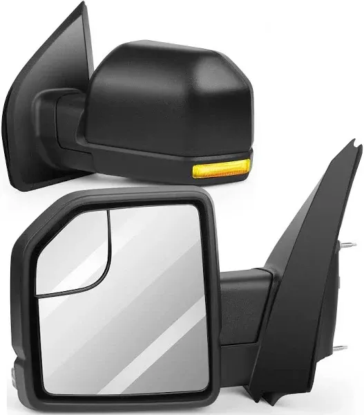 INEEDUP Towing Mirrors Tow Mirrors Fit for 2015-2019 for Ford for F150 with Left Right Side Power Operation Heated with Turn Signal Light Manual