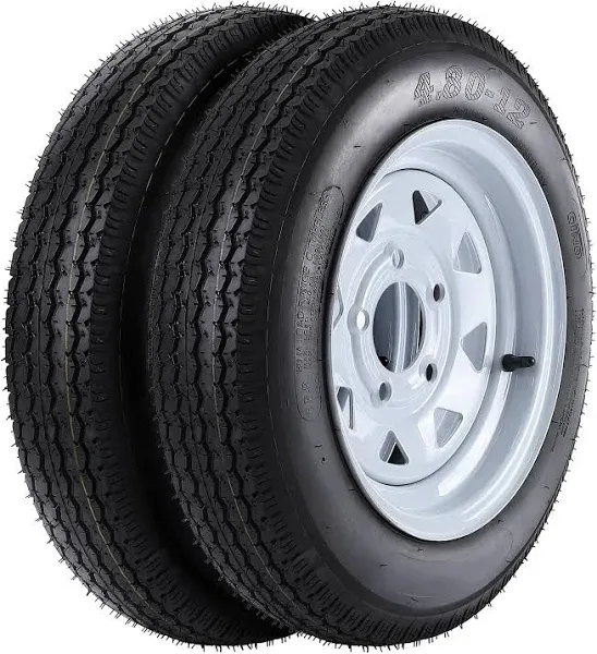 2 Pack 480-12 4.80x12 4.80-12 4.8-12 Trailer Tires with 12'' Rims