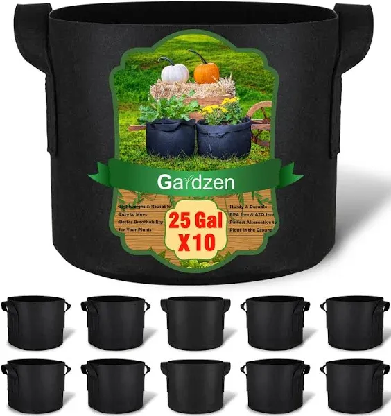 10-Pack 5 Gallon Grow Bags, 300G Thickened Aeration Fabric Pots with Handles,...