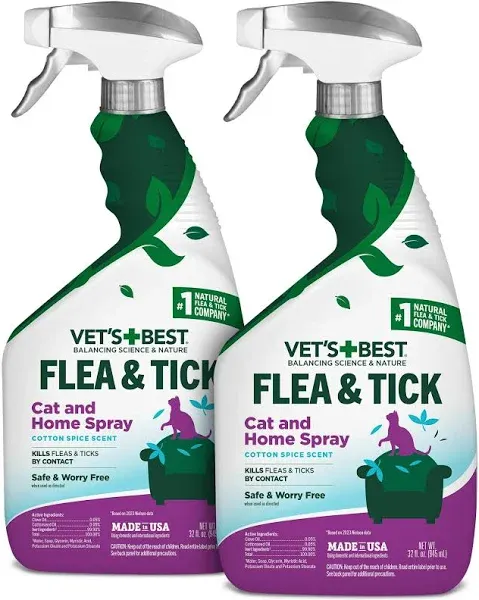 Vet's Best Flea & Tick Cat & Home Cotton Spice Scent Refill Spray for Cats, 96-oz bottle