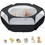 XIRGS Small Animal Playpen Waterproof Small Pet Cage Tent Portable Outdoor Exercise Yard Fence with Top Cover Anti Escape Yard Fence for Kitten/Cat