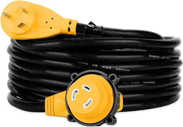 Camco Power Grip Extension Cord 30 Amp 90M/90F Locking Adapter 25 ft.