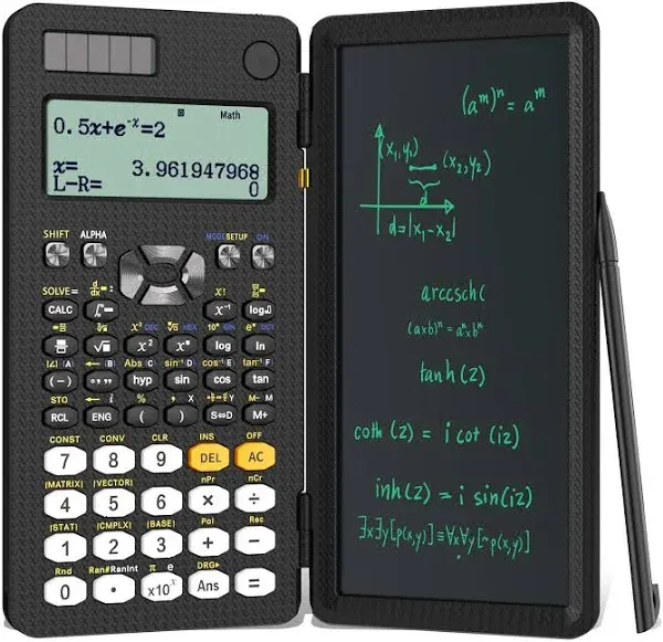 Upgraded 991ES Plus Desktop Scientific Calculator, ROATEE CalcNote Multiview 4-Line Display with Erasable LCD Writing Tablet, Solar Battery Power with Notepad for School and Business