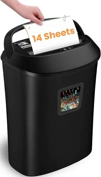 Paper Shredder,VidaTeco 14-Sheet Cross-Cut Shredder with US Patented Cutter,Also Shreds Card/CD,Heavy Duty Paper Shredder for Home Office,Fast with Jam Proof System,6.6-Gallon Basket (ETL)