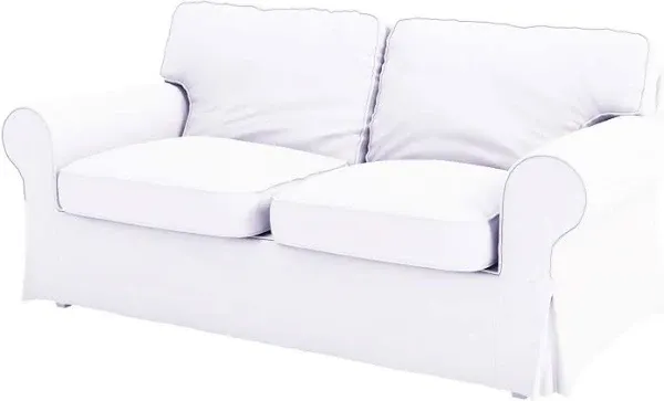 HomeTown Market Heavy Cotton Ektorp Sofa Cover Replacement is Made Compatible for Ektorp Sofa Cover, 3 Seat Loveseat Or Armchair Slipcover Replacement (White Loveseat)