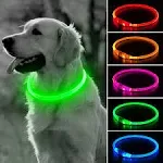 Bseen Light Up Dog Collars, USB Rechargeable Glowing LED Dog Collar, TPU Cuttable Safety Dog Lights for Small Medium Large Dogs