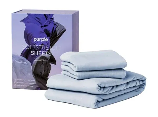 PURPLE stormy gray SoftStretch bamboo sheet set TWIN NEW