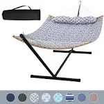 2-person Outdoor Hammock with Stand &amp; Pillow