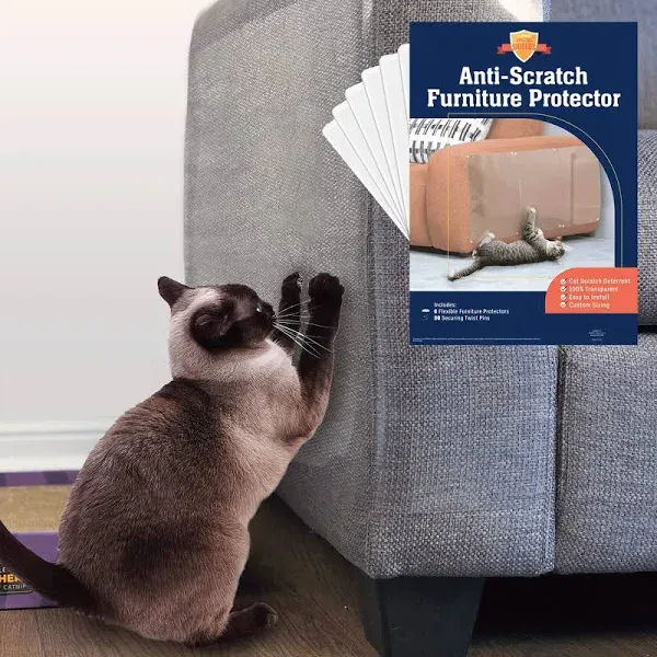 Stelucca Amazing Shields Cat Scratch Furniture Protector - Pack of 10, Adhesive Clear 17x12 in Cat Training Couch Protector - Plastic, Anti Scratching Sticky Tape Cat Repellent Mat - Scratching Post