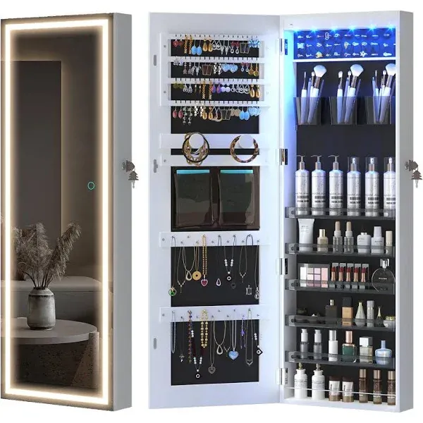 Lvsomt LED Mirror Jewelry Cabinet