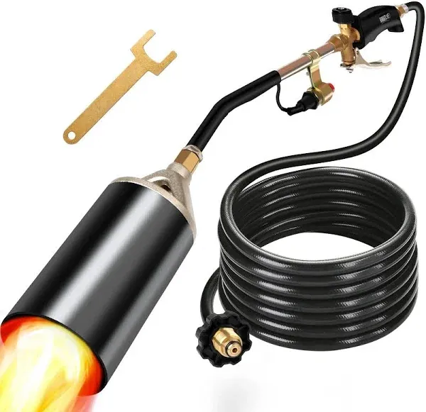 Propane Torch Burner Weed Torch High Output 500,000 BTU with 9.8FT Hose,Heavy Duty Blow Torch Flame Control and Turbo Trigger Push Button Igniter, for Garden Ice Snow Road