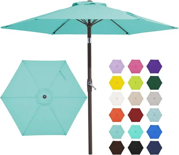 7.5FT Patio Umbrella Market Table Umbrella with 6 Sturdy Ribs, Push Button Ti...