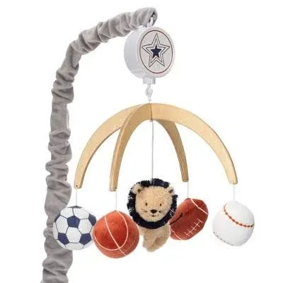 Lambs &amp; Ivy Hall of Fame Lion/Sports Balls Musical Baby Crib Mobile Soother Toy