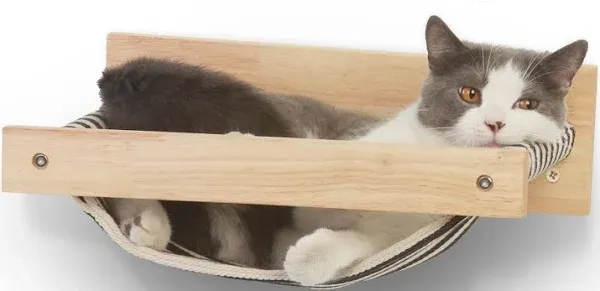 FUKUMARU Cat Hammock Wall Mounted Large Cats Shelf - Modern Beds and Perches - Premium Kitty Furniture for Sleeping, Playing, Climbing, and Lounging