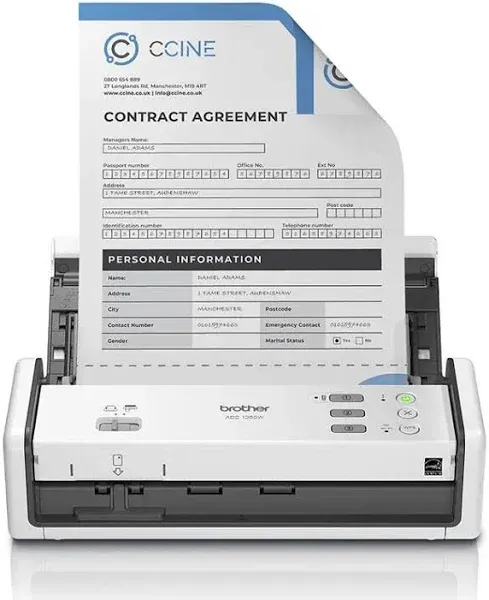 Brother ADS-1350W kabelloser kompakter Desktop-Scanner | Scangeschwindigkeiten von bis zu 30 ppm | Single Pass doppelseitiges Scannen