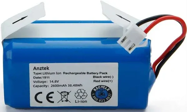 Anztek Replacement Shark Ion RVbat700 Battery for RV700,RV720,RV725,RV750 Model 14.8V 2600mAh Rechargeable Battery (3 Prong Plug)