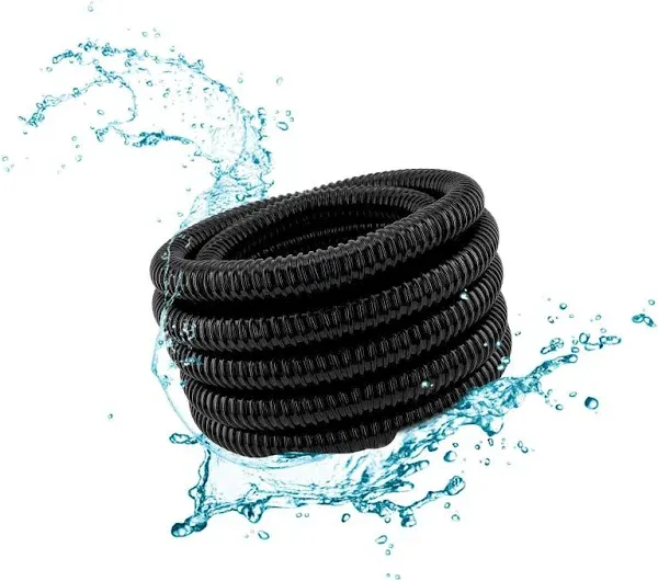 LONGRUN Pond Tubing 1.25 Inch 1-1/4'' Diameter, 23.6 Feet Long Corrugated Flexible Hose Pipe, Pool PVC Tube for Garden Ponds Waterfalls Camping Caravans Filters Drainage Marine