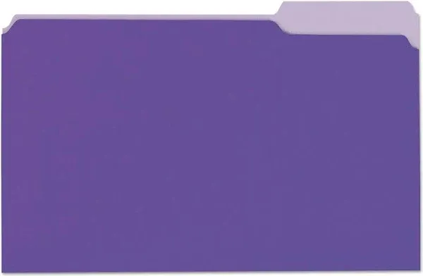 UNIVERSAL File Folders 1/3 Cut One-Ply Top Tab Legal Violet/Light Violet 100/Box