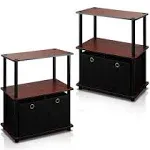 2-99152DC Furinno Go Green 3-Tier 2-Bins Multipurpose Storage Shelf, Set of 2