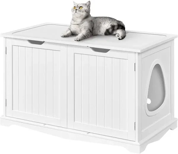 Topeakmart Wooden Hidden Cat Litter Box