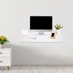 Wall Mounted Floating Computer Desk Sturdy Table Space Saving Home Office