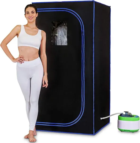 SereneLife Portable Full Size Infrared Home Spa| One Person Sauna | with Heating Foot Pad and Portable Chair & SLISAU35BK Full Size Portable Steam Sauna –Personal Home Spa