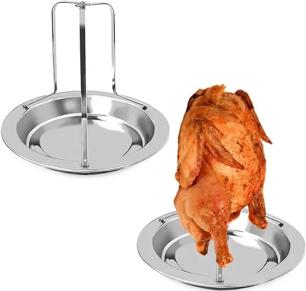 Coobbar Chicken Roaster Rack,2 Pack Stainless Steel Beer Can Chicken Holder Vertical Roaster Rack Chicken Roasting Rack Roasting Pan for Grill Oven