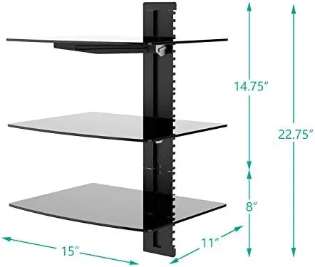 Wali Floating Entertainment Center Shelves, Holds Up to 17.6lbs, TV Shelf with Strengthened Tempered Glasses for DVD Players, CA