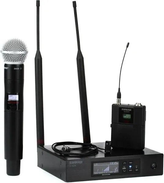 Shure QLXD124/85-G50<wbr/>-K Bodypack and Vocal Combo Microphone System WL185/SM58